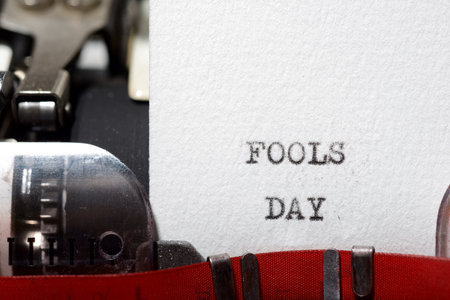 Fools day text written with a typewriter.の写真素材