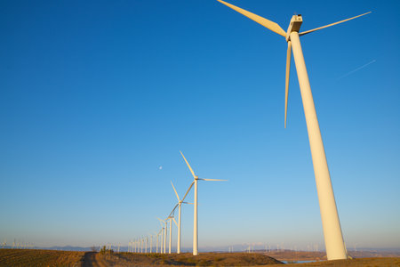 Wind turbine generators for clean electrical energy productionの写真素材