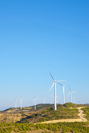 Wind turbine generators for green electrical power productionの写真素材