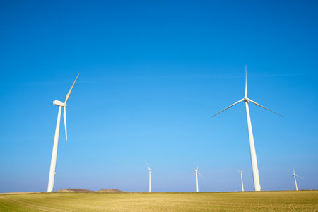 Wind turbine generators for sustainable electrical energy production in Spainの写真素材