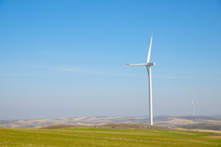 Wind turbine generators for sustainable electrical energy production in Spainの写真素材