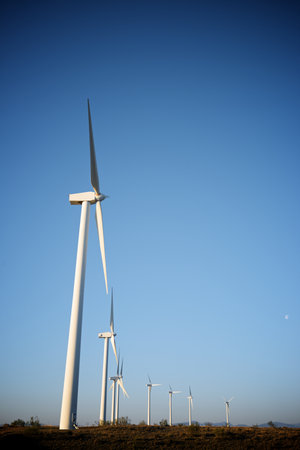 Wind turbine generators for clean electrical energy productionの写真素材