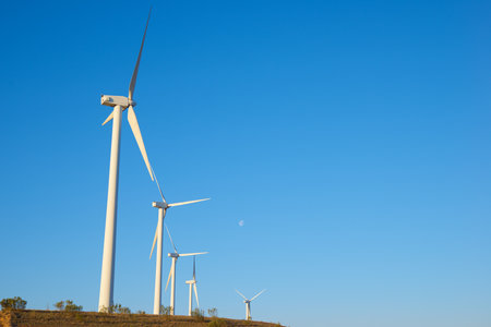 Wind turbine generators for clean electrical energy productionの写真素材