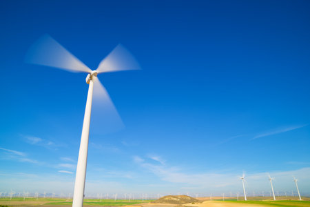 Wind turbine generators for renewable electrical energy production in Spainの写真素材