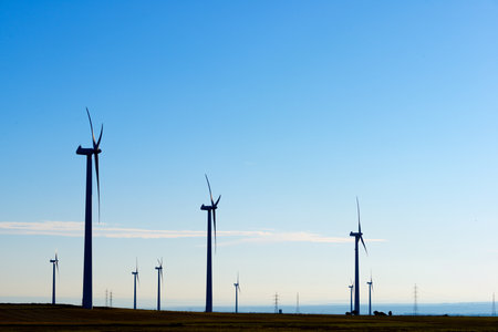 Wind turbines generators for sustainable electrical energy productionの写真素材
