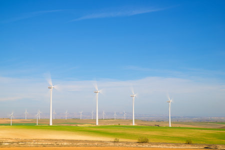 Wind turbine generators for renewable electrical energy production in Spainの写真素材