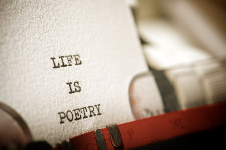 Life is poetry text written with a typewriter.の写真素材