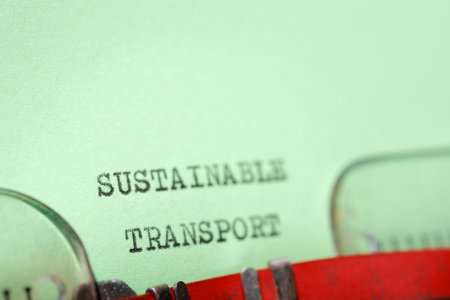 Sustainable transport text written with a typewriter.の写真素材