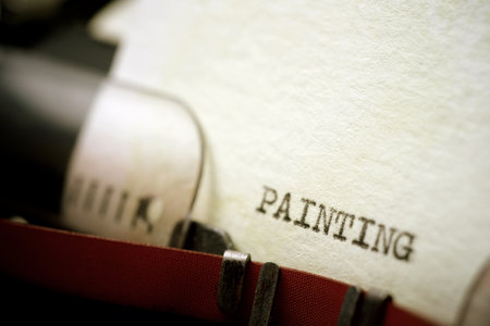 Painting word written with a typewriter.の写真素材