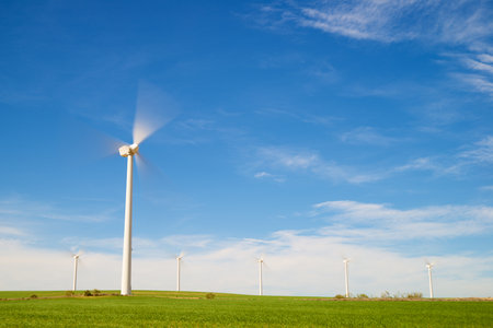 Wind turbine generators for renewable electrical energy production in Spainの写真素材