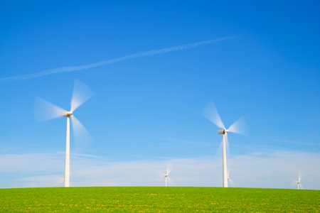 Wind turbine generators for renewable electrical energy production in Spainの写真素材