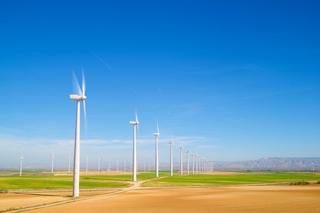 Wind turbine generators for renewable electrical energy production in Spainの写真素材