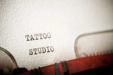Tattoo studio text written with a typewriter.の写真素材