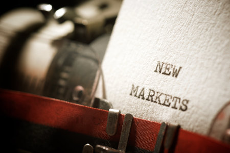 New markets text written with a typewriter.の写真素材