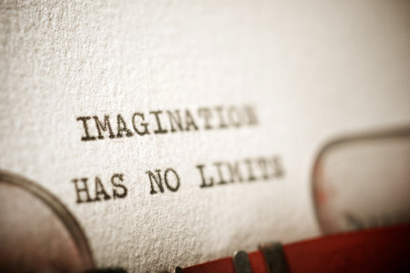 Imagination has no limits text written with a typewriter.の写真素材