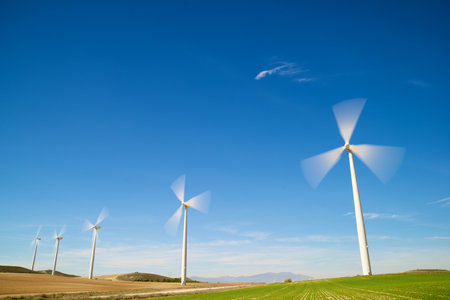 Wind turbine generators for renewable electrical energy production in Spainの写真素材