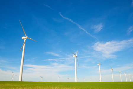 Wind turbine generators for renewable electrical energy production in Spainの写真素材