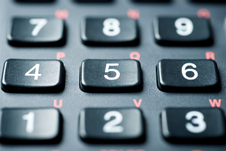 Close-up of a black scientific calculatorの写真素材