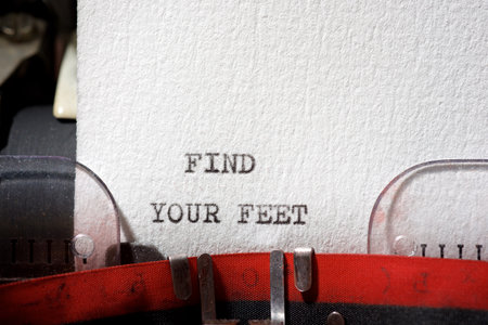 Find your feet text written with a typewriter.の写真素材