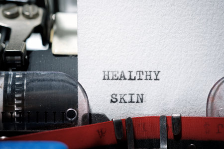 Healthy skin text written with a typewriter.の写真素材