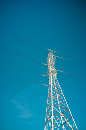 High voltage tower in Spainの写真素材