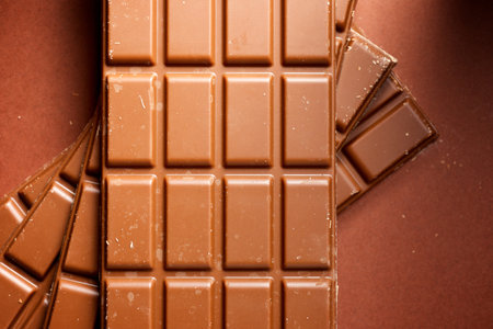 Close-up of milk chocolate bars