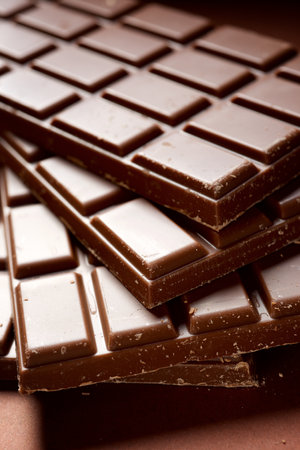 Close-up of milk chocolate barsの写真素材