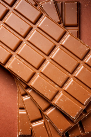 Close-up of milk chocolate barsの写真素材