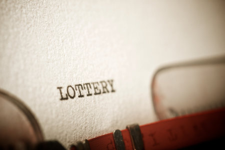 Lottery word written with a typewriter.の写真素材