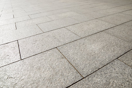 Close up of a stone floor in old town Zaragozaの写真素材
