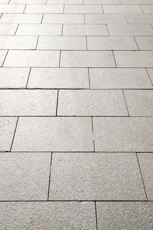 Close up of a stone floor in old town Zaragozaの写真素材
