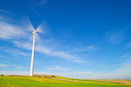 Wind turbine generators for renewable electrical energy production in Spainの写真素材