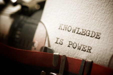 Knowledge is power text written with a typewriter.の写真素材
