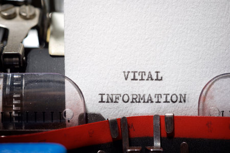 Vital information text written with a typewriter.の写真素材