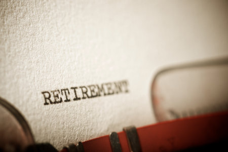 Retirement word written with a typewriter.の写真素材
