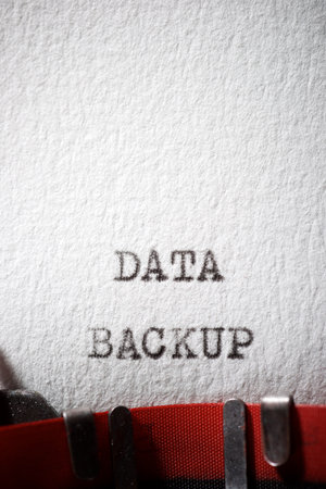 Data backup text written with a typewriter.の写真素材