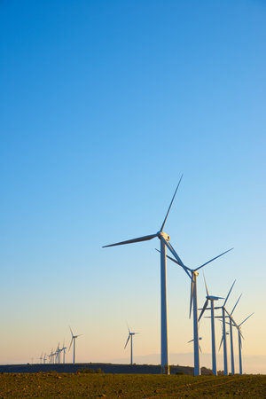 Wind turbine generators for clean electrical energy productionの写真素材