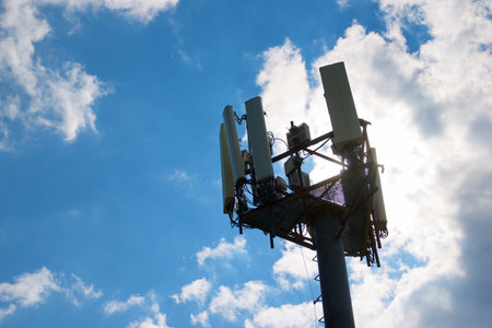 Close up of a telecommunications tower in Madrid, Spain