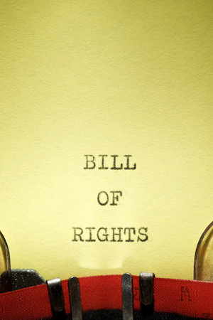 Bill of rights text written with a typewriter.の写真素材