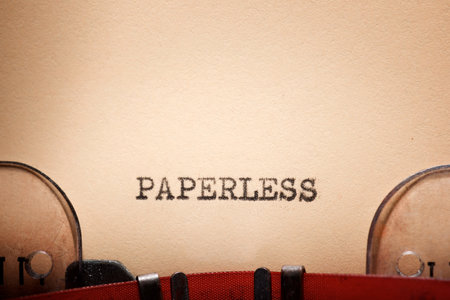 Paperless word written with a typewriter.の写真素材