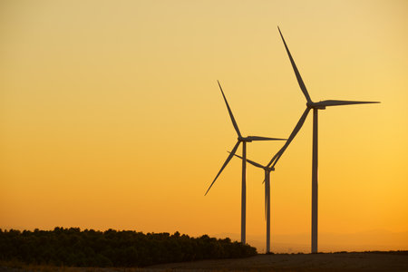 Wind turbine generators for sustainable electrical energy production in Spainの写真素材