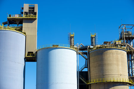 Outside view of a cement factory in Morata de Jalon, Zaragoza Province in Spainの写真素材