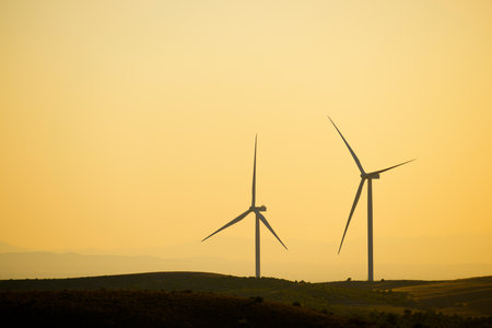 Wind turbine generators for sustainable electrical energy production in Spainの写真素材