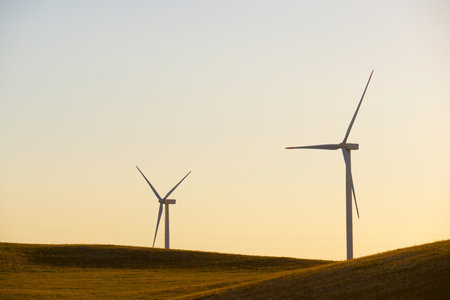 Wind turbine generators for sustainable electrical energy production in Spainの写真素材