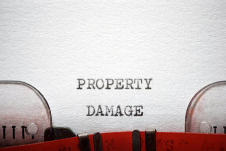 Property damage text written with a typewriter.の写真素材