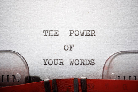 The power of your words phrase written with a typewriter.の写真素材