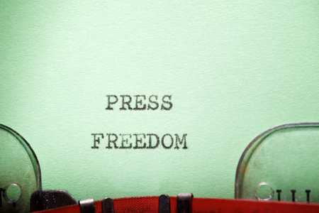 Press freedom text written with a typewriter.の写真素材