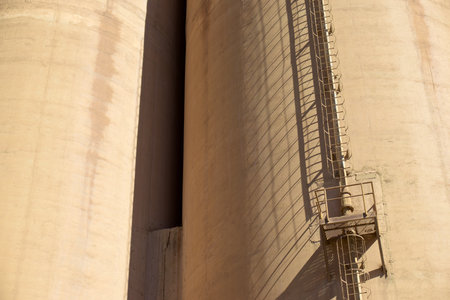Outside view of a cement factory in Morata de Jalon, Zaragoza Province in Spainの写真素材