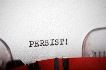 Persist exclamation word written with a typewriter.の写真素材