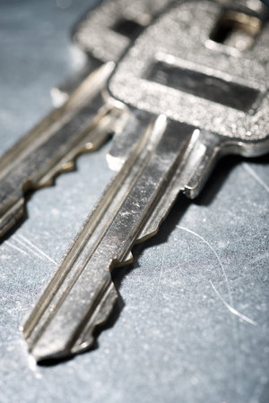 Close up of a silver metal keys to open doors